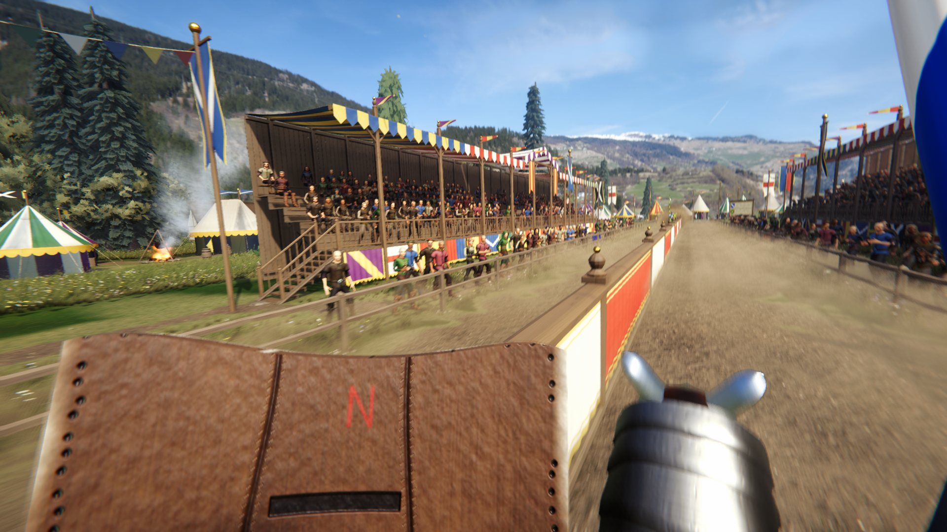 The view from the saddle at the start of a course